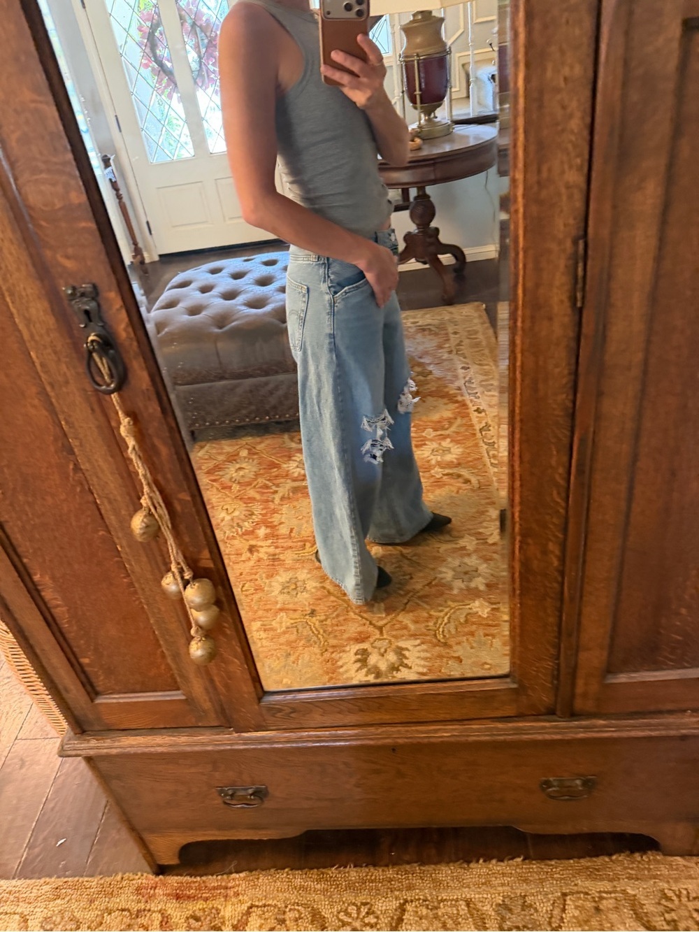 Levi's Light Blue Distressed Wide-Leg Jeans